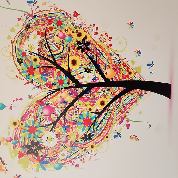 multi coloured heart tree print on canvas, - Picture 2 of 7